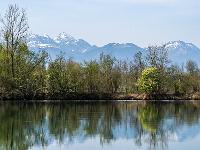 Weiherblick zum Mangfall Gebirge mit Wendelstein